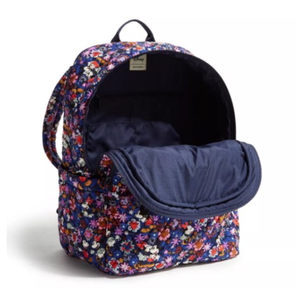 New Vera Bradley Disney Mickey & Minnie Sweet Floral Blue Large Backpack Cotton - Picture 3 of 3